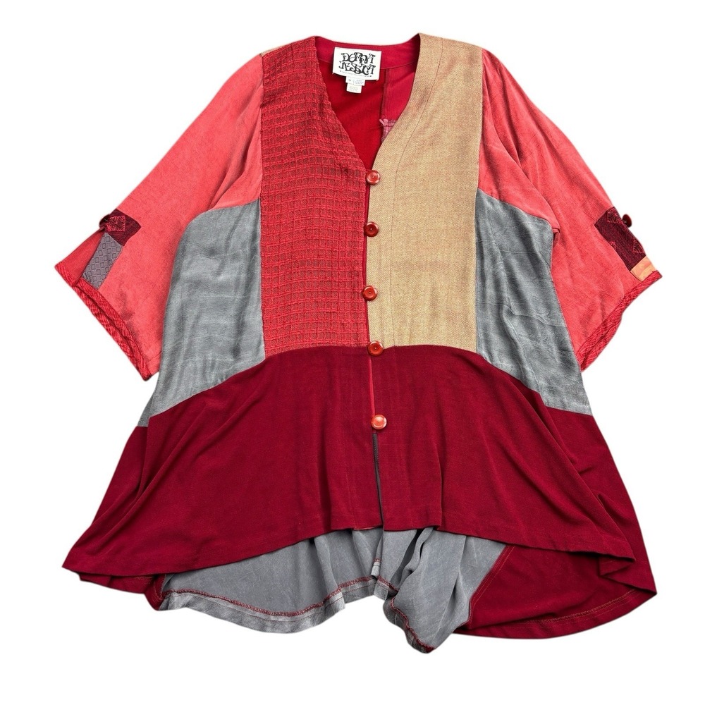 Vintage Donna Jessica Lagenlook Patchwork Dress‎ Women's 3 Art To Wear USA Made